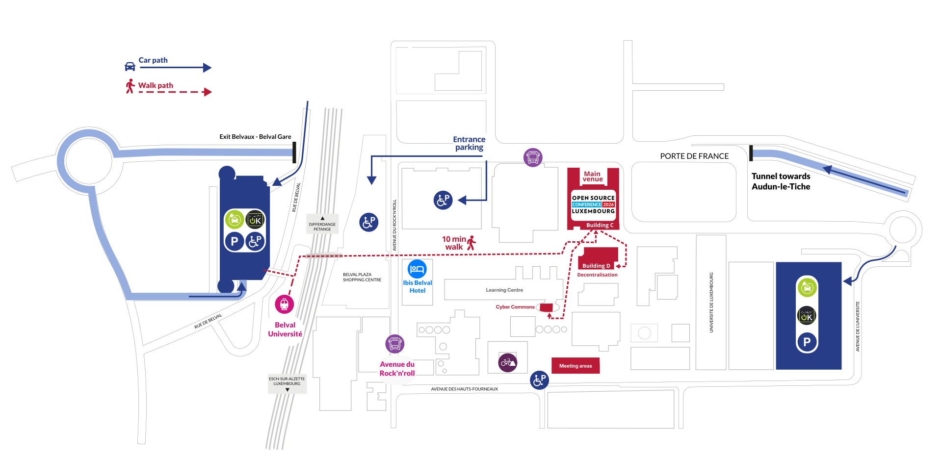 Map showing the directions to the venue of the OSCL26